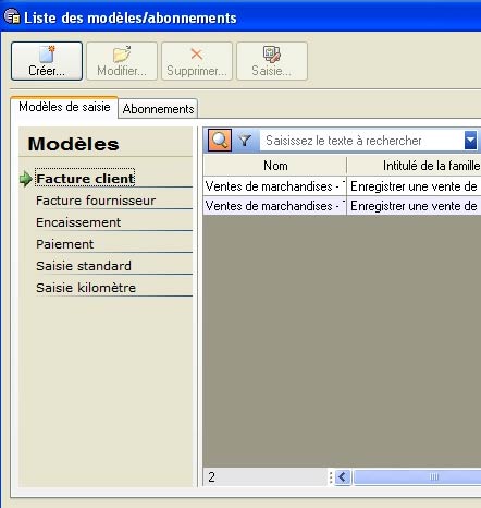ciel compta: les modèles de saisie et d'abonnement