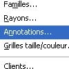 les annotations dans ciel point de vente