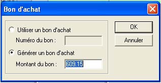 logiciel de caisse ciel point de vente: le fenêtre des bons d'achat