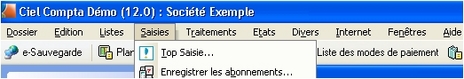 logiciel ciel compta 2006: les menus