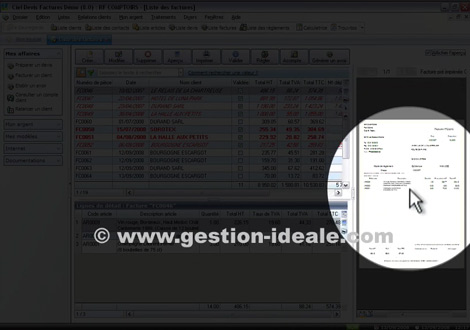 Afficher rapidement un aperu de facture avec Ciel Devis Factures 2009