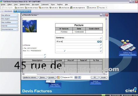 Ciel Devis Factures 2009 (8.0) : Je veux taper les coordonnes de mon client sur la facture sans avoir besoin de crer une fiche client! (D006) -- 20/09/08