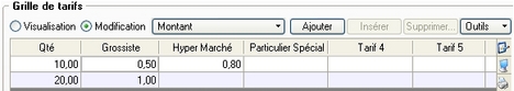 ciel gestion commerciale 2006: la grille de tarifs