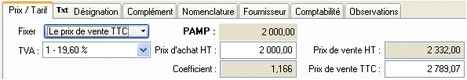 ciel gestion commerciale 2006: la fiche article