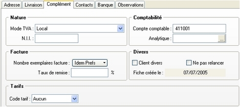 logiciel ciel gestion commerciale 2006: la fiche client