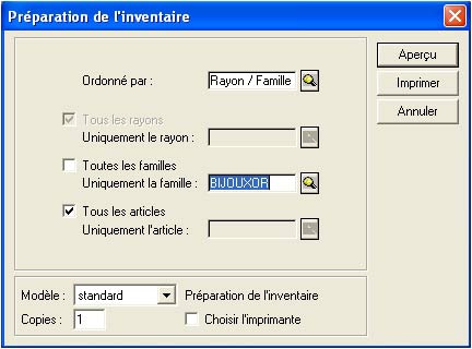 Ciel point de vente : préparation de l'inventaire