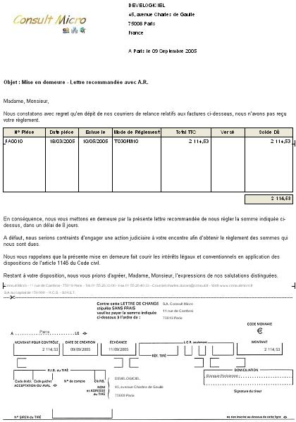 Ciel gestion commerciale: lettre de relance avec lettre de change