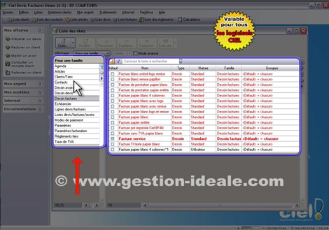 changer le modle de facture avec Ciel Devis Factures 2009
